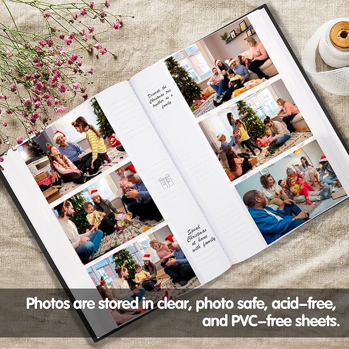 XFveivoo Photo Album 4x6 450 Photos with Writing Space,4 x 6 Photo Book Linen Cover with Front Window, 4x6 Picture Album 450 Photos Photo Album Book for Wedding Kids Travel Family Baby Pictures, Black