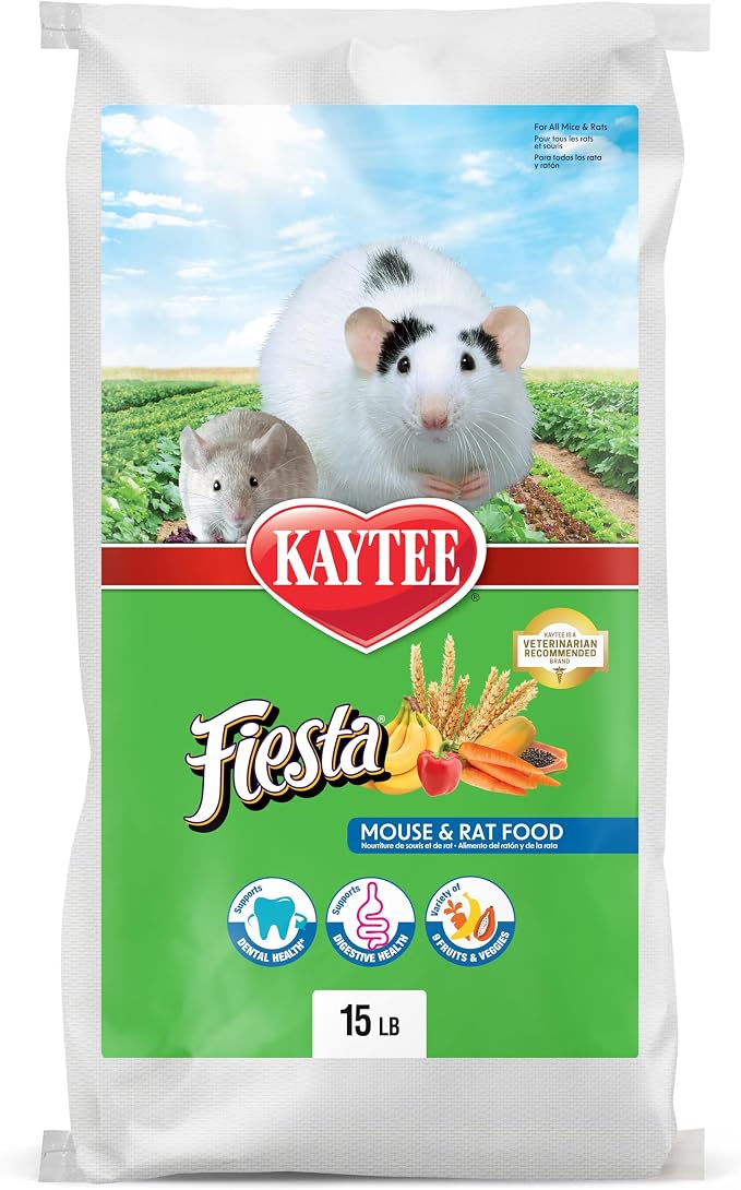Kaytee Fiesta Mouse & Rat Food, Nutritious Blend, 15 Pounds | More mealtime fun. Mouse food blend. Fruits, veggies, rat enrichment