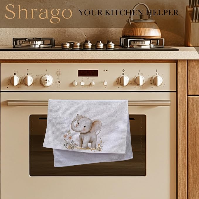 Elephant Nursery Decor Kitchen Towels, Elephant Gifts Dish Tea Towels for Kitchen, Animal Lover Gifts Decorative Hand Towel for Kids Bathroom Decor, 16x24 Inch