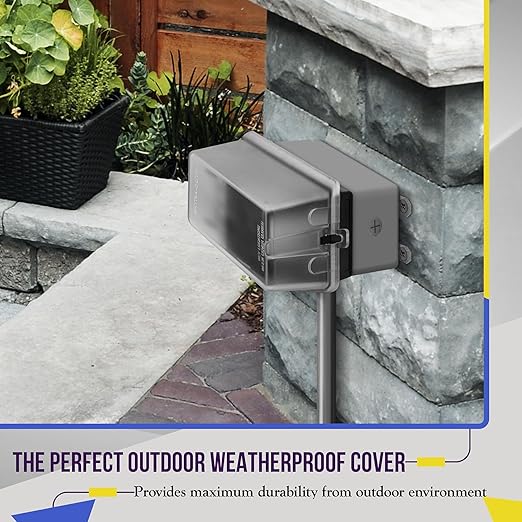 ENERLITES Extra-Duty Weatherproof Enclosure, Outdoor Outlet Cover, Outdoor Decorator/GFCI Receptacles, Dual Installation, Horizontal or Vertical Use, 1-Gang 6.1” x 3.4” x 2.8”, Clear Cover, IUC1HV-D