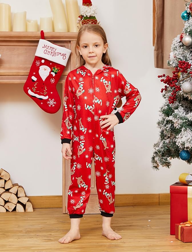 PATPAT Matching Family Christmas Onesie Pajamas – Holiday Hooded Jumpsuit Sleepwear PJs Couples Xmas Loungewear with Socks