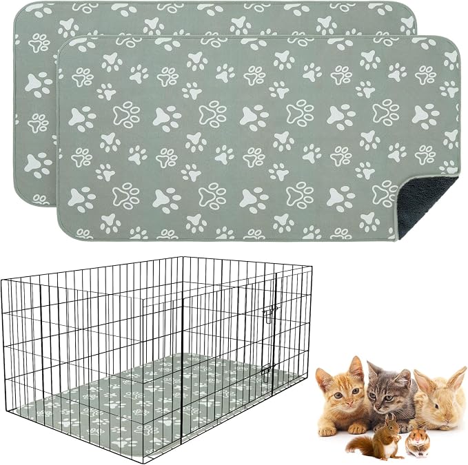 BEAUTYZOO 2 Pack Washable Reversible Guinea Pig Cage Liners, Fleece Bedding | 16x24" Fleece Cage Liners, Waterproof Leakproof Super Absorbent Washable Reusable Pee Pads for Guinea Pig, Rabbit, Hamster