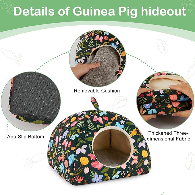 Bienbee Guinea Pig Hideout, 2 Piece Washable Set for Small Animals Large | Guinea Pig Bed With Soft Plush, Resilient Padding, and Easy Machine Washing for Resting Hiding and Tunnel Playing