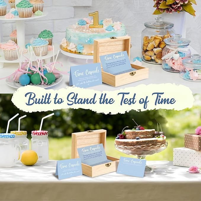 Time Capsule Box 1st Birthday Gifts - Baby Time Capsule For First Birthday Party Games, 1st Birthday Party Activities For Guests, Blue Time Capsule Cards 1st Birthday Decorations For Boys