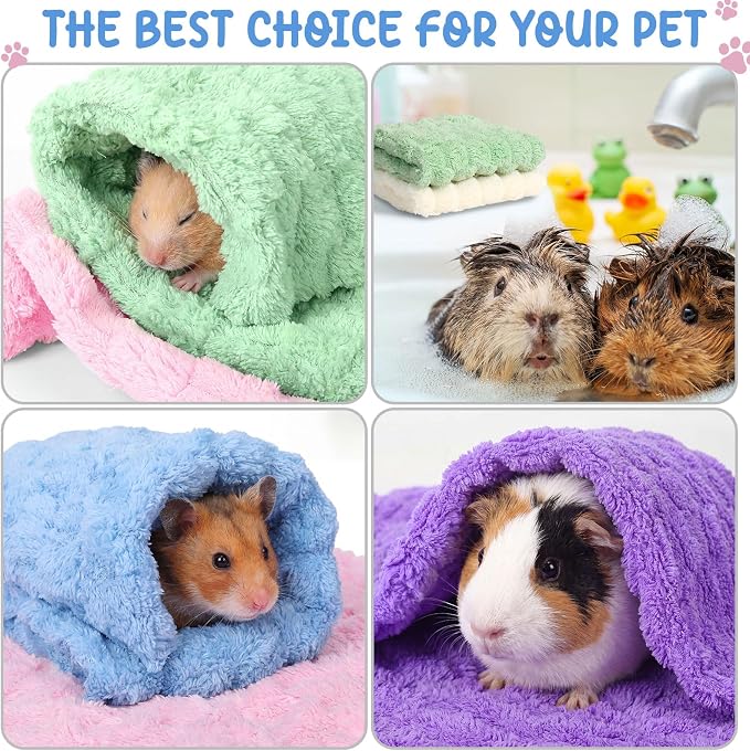 Moukeren 20 Pcs Guinea Pig Fleece Bedding Blankets Bulk Washable Small Animal Fleece Cage Liners Pet Sleeping Mat Cover for Hamster Chinchilla Rabbit Hedgehog(12 x 12 Inch,Cloud Style,Bright Color)