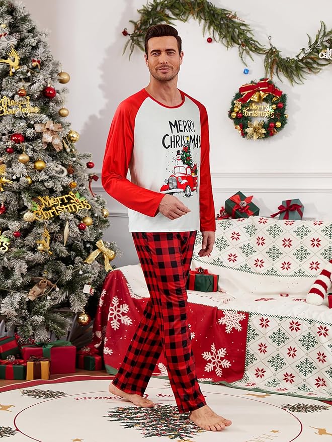 YIJIU Christmas Pajamas Cute Deer Print Long Sleeve Totem PJS Set