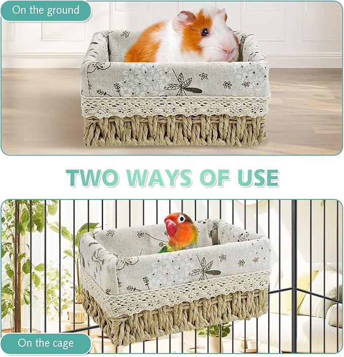 kathson Bird Nest Parrot House Birds Sleeping Bed Straw Weave All Season Hanging Hammock Bird Bed Snuggle Hut Birdcage Accessories for Parakeets Budgies Cockatiels Conures Quaker Parrot