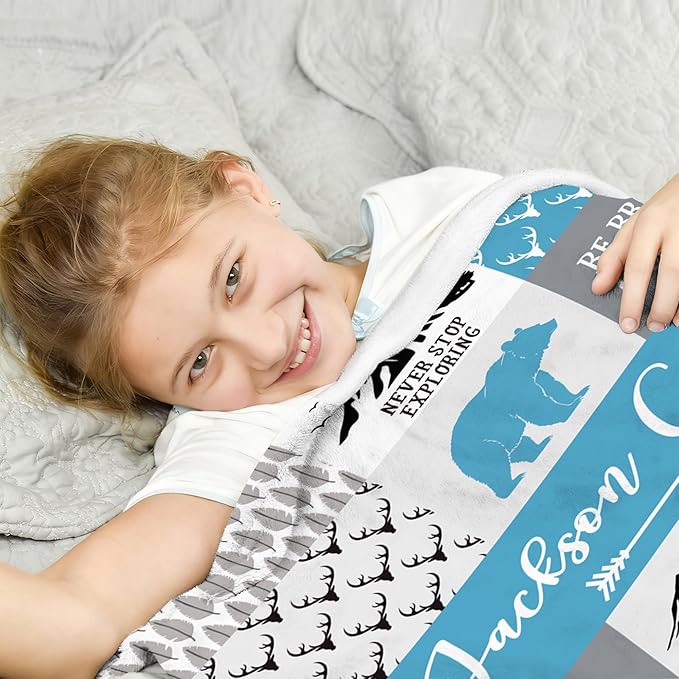 Ships Next Day- Custom Blanket with Name, Personalized Kids Throw Blankets, Teen Girl Gifts Trendy Stuff, Christmas Birthday Gifts for Boys Girls