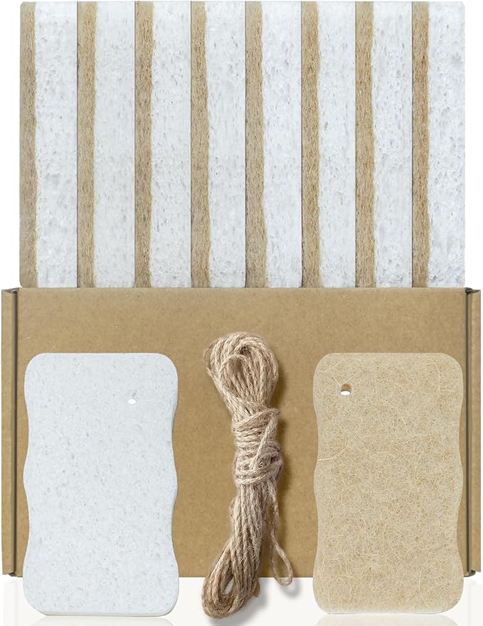 Kitchen Biodegradable Reusable Non Scratch Natural Cellulose Cleaning Sponge, Piece of 10