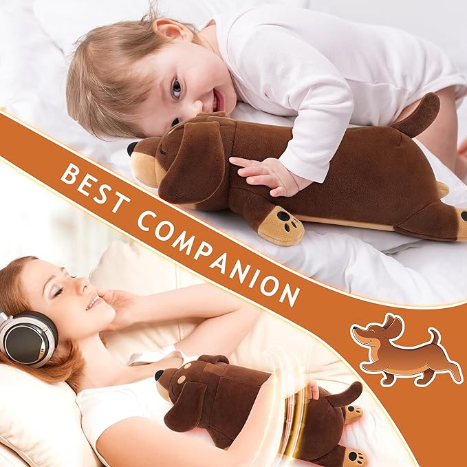 Weighted Dachshund Dog Microwavable Heating Pad-1.8lb Heating Pads for Cramps &Period Pain Relief for Women, Cuddly Heatable & Coolable Weighed Weiner Dog Stuffed Animals Heating Pads for Women Kids