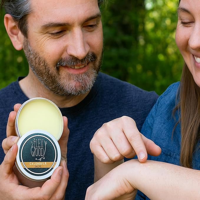 The Ilex Wood - Calendula Salve - all natural balm, soothes rashes, itching, dry skin, eczema, hand cream for women and men, cruelty free, plastic free - 3.38 fl oz (100ml)