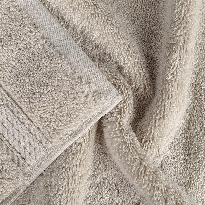 BLUENILEMILLS Madison Egyptian Cotton Towels, Towel Set for Bathroom, Shower, Hotel, Plush, 900 GSM, Highly Absorbent and Ultra-Soft Towels, Bath Essentials, 8 Piece Assorted Towel Set, Stone