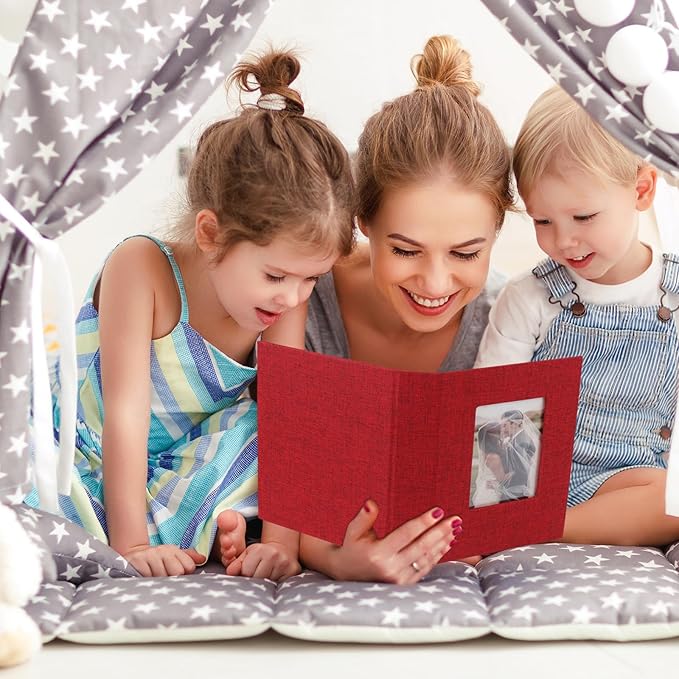 vivinin 2 Pack Photo Album 5x7, Linen Cover Photo Book, Small Photo Album Book for 36 Pockets Hold 72 Pictures, Picture Book for Photos Family Anniversaries Baby Vacations (Red)