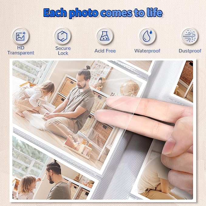 Photo Album 4x6 with 600 Pockets,Slip-in Picture Albums,Linen Cover Memory Book with Front Window,White Page Vertical Photo Book for Wedding,Family,Anniversare,Baby,Vacation
