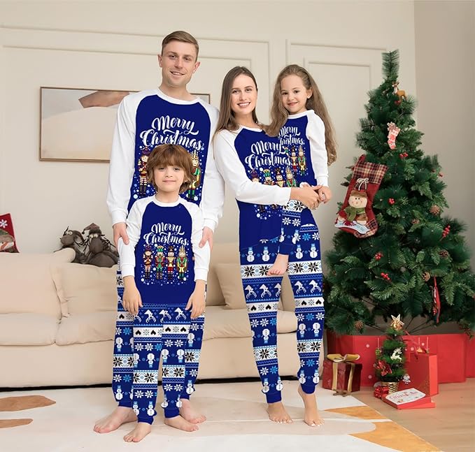 Christmas Family Pajamas Set Matching Holiday Plaid Sleepwear Set Reindeer/Tree Print Loungewear for Xmas Eve