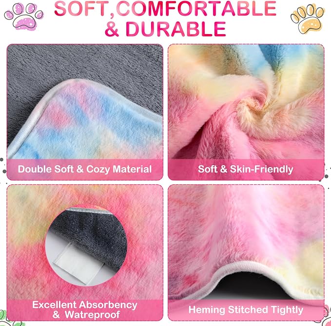 Tudomro 8 Pcs Guinea Pig Fleece Cage Liners, Tie Dye, 12 x 12 Inch | Washable Reusable Small Animal Bedding, Absorbent Blankets for Ferret Chinchilla, Soft Fleece Mat Pads Protect Furniture