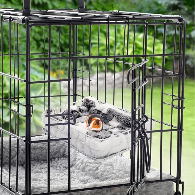 Rat Cage Platform, Hanging Guinea Pig Cage with Liner, Small Animals Platform Accessories, Animal Habitat Chinchilla Bed for Squirrel, Hamster, Parrot (Pack of 2)
