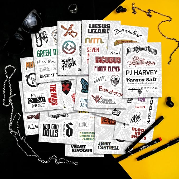 100Pcs Grunge Stickers, 90's Grunge Music, Rock Stickers, Rock Band Decals, Music Gifts for Men and Women