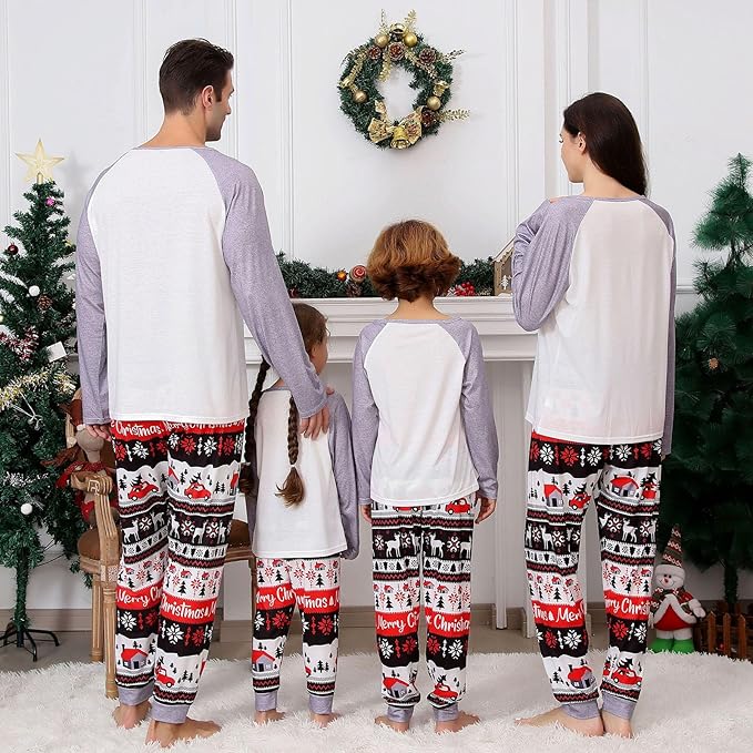 Matching Family Christmas Pajamas Sets, Holiday PJs with Top and Pants, Cute 2 Piece Sleepwear for Couples/Women/Men