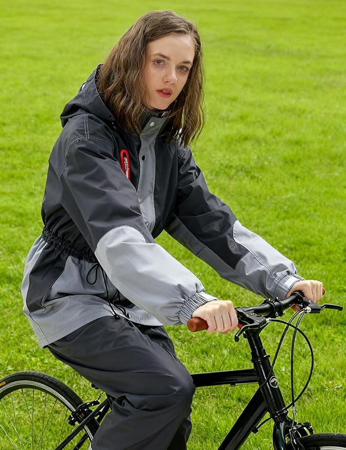 Rain Suit for Women Waterproof Hooded Rain Gear Rain Jacket and Pants 2 Piece Breathable Rain Coat Outdoor