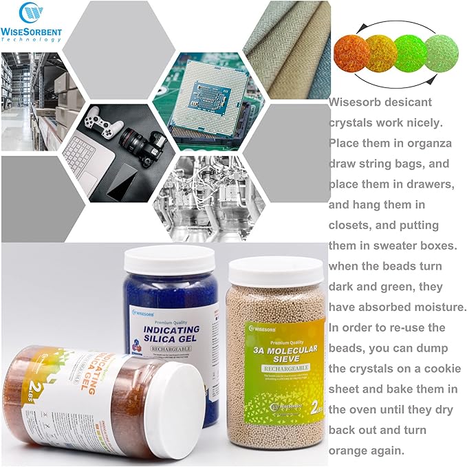 Silica Gel 6LBS, Indicating Silica Beads (Orange to Green), Reusable Silica Gel Desiccant Dehumidifier