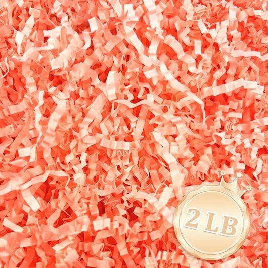 2 LB Fluorescent Pink Crinkle Cut Paper Shred Filler Great for Gift Wrapping, Fluorescent Pink Basket Fillers, Birthday, Gift Wrapping, Halloween Thanksgiving Christmas Party Decor Filling Supplies