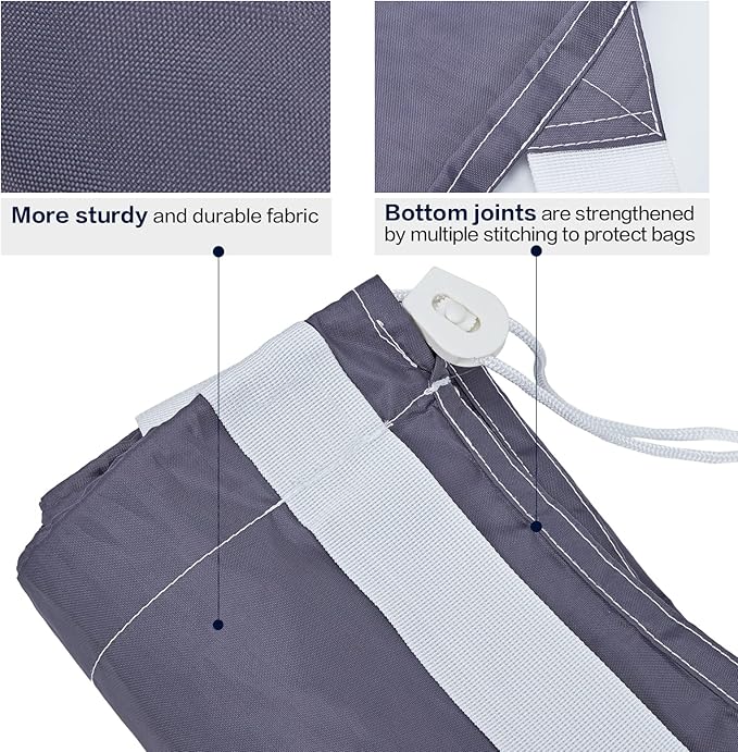 HOMEST 2 Pack XL Nylon Laundry Bag with Strap Machine Washable Large Dirty Clothes Organizer Easy Fit a Laundry Hamper or Basket Can Carry Up to 4 Loads of Laundry Grey