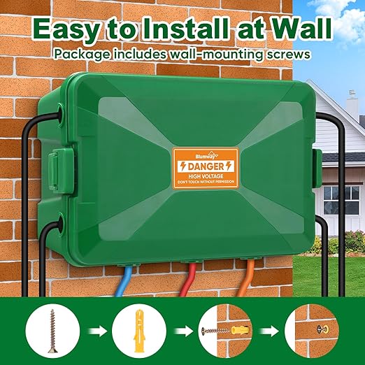 Blumway Large Outdoor Electrical Box (12.5x8.5x5 inch), IP54 Waterproof Outdoor Outlet Extension Cord Cover Weatherproof, Protect Outlet, Plug,Power Strip,Timer, Socket,Holiday Light (Green)