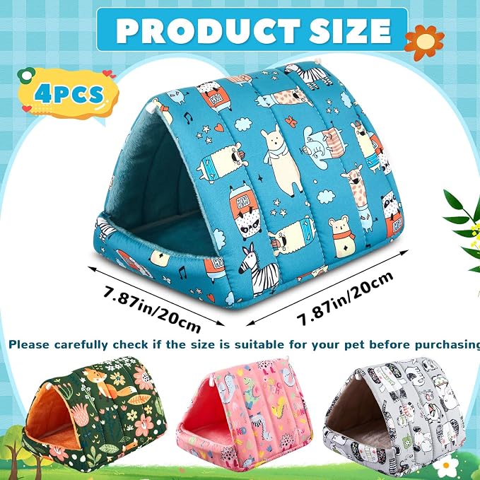 Cinnvoice Guinea Pig Hideout Bed Washable House Cage, Wonder Tale, 7.9 in | Soft Tunnel for Hamster Rabbit Bunny Chinchillas Hedgehog Mice Rat, Cozy Hideaway Habitat Accessories, Removable Cushion Pad