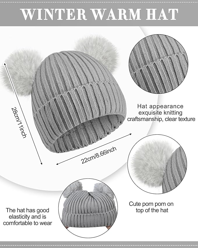 Geyoga 6 Pcs Winter Warm Fleece Knit Hat Long Scarf Touchscreen Gloves Ear Muffs Socks Sets, Winter Warm Gifts for Women