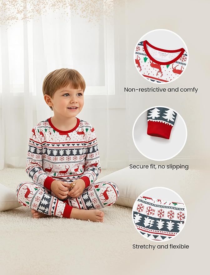PATPAT Christmas Family Matching Pajama Sets Includes Christmas Socks - Perfect for Family Photos & Holiday Celebrations