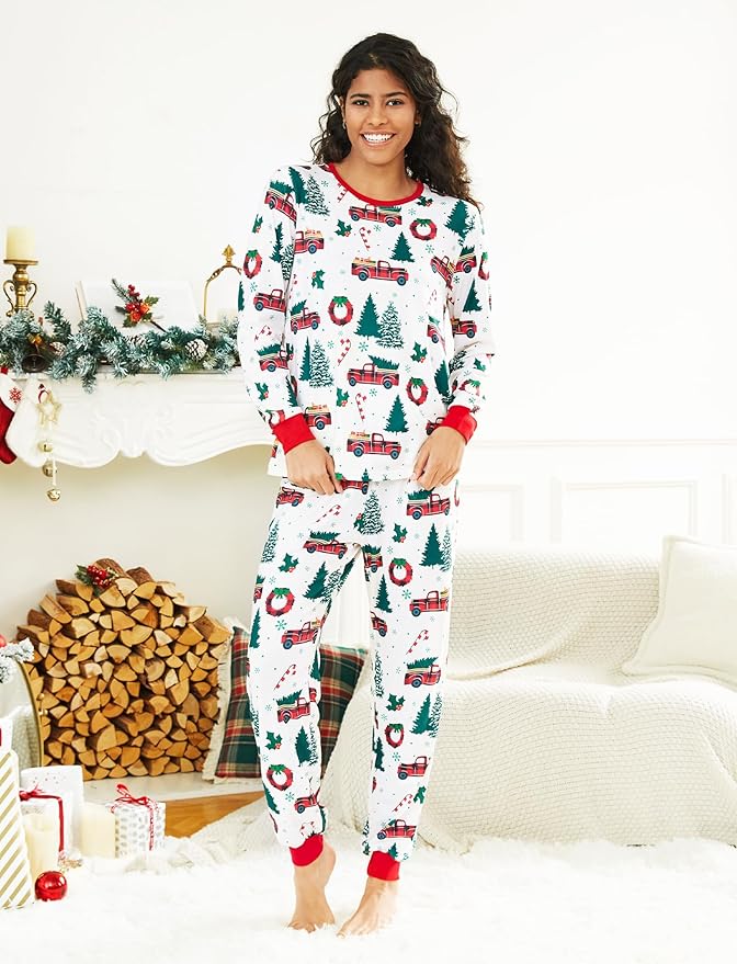 PATPAT Christmas Family Matching Pajama Sets Includes Christmas Socks - Perfect for Family Photos & Holiday Celebrations