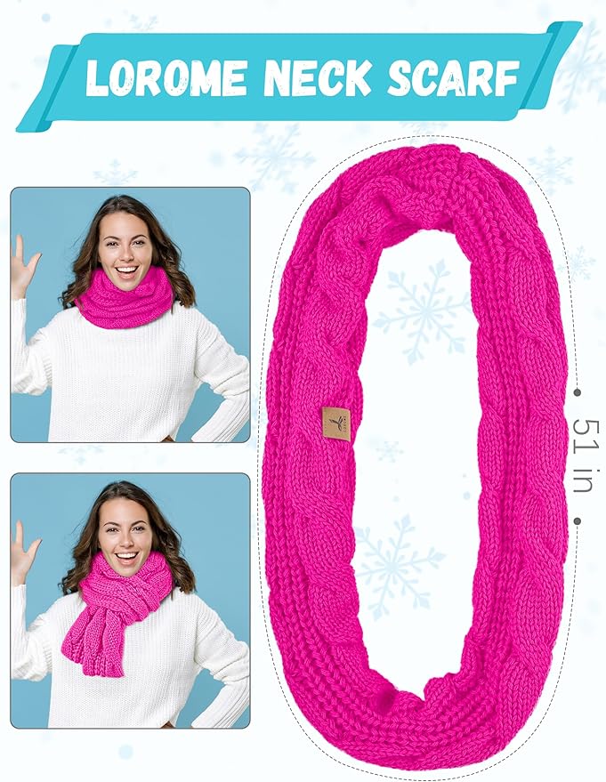 Winter Beanie Hat Scarf Gloves, Warm Fleece Knit Hats Touch Screen Gloves Neck Scarf Set Winter Gifts for Unisex Adult