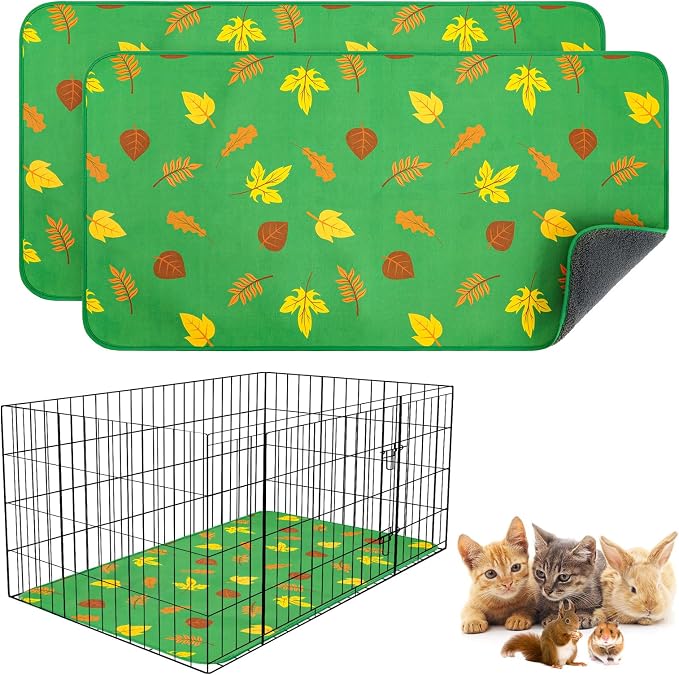 BEAUTYZOO 2Pack Washable Reversible Guinea Pig Cage Liners, Fleece Bedding | 16x24" Fleece Cage Liners, Waterproof Leakproof Super Absorbent Washable Reusable Pee Pads for Guinea Pig, Rabbit, Hamster