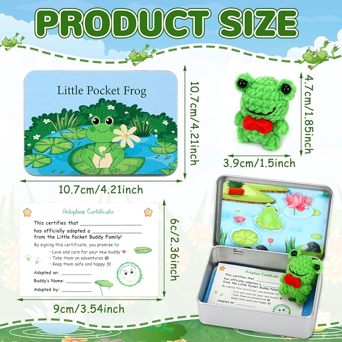 Little Pocket Frog Mini Frog Travel Buddy Cute Frog Collectible | Cute mini frog in a pocket tin, a collectible desk gift for coworkers, friends and frog lovers