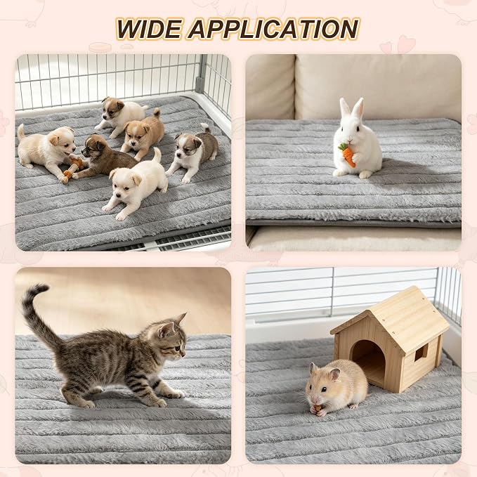 BEAUTYZOO 2Pack Guinea Pig Cage Liners, Washable Fleece Cage Bedding 16x24 | Super Absorbent,Leakproof 3-Layer, Non-Slip Backing, Soft Fleece Surface,for Small Animals Rabbit Hamster Rat, 2Pack 16"x24"