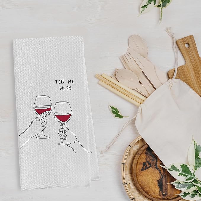Gqtt Wine Lovers Dish Towel - Funny Decorative Waffle Weave Kitchen Towels, Tea Hand Towel, Housewarming Gift (16×24 Inches)