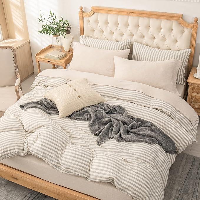 PURE ERA Jersey Knit 4pc Bed Sheet Set 100% T-Shirt Cotton Super Soft Comfy Breathable Fits Mattress Up to 20" Extra Deep Pocket (Heather Beige, Full)