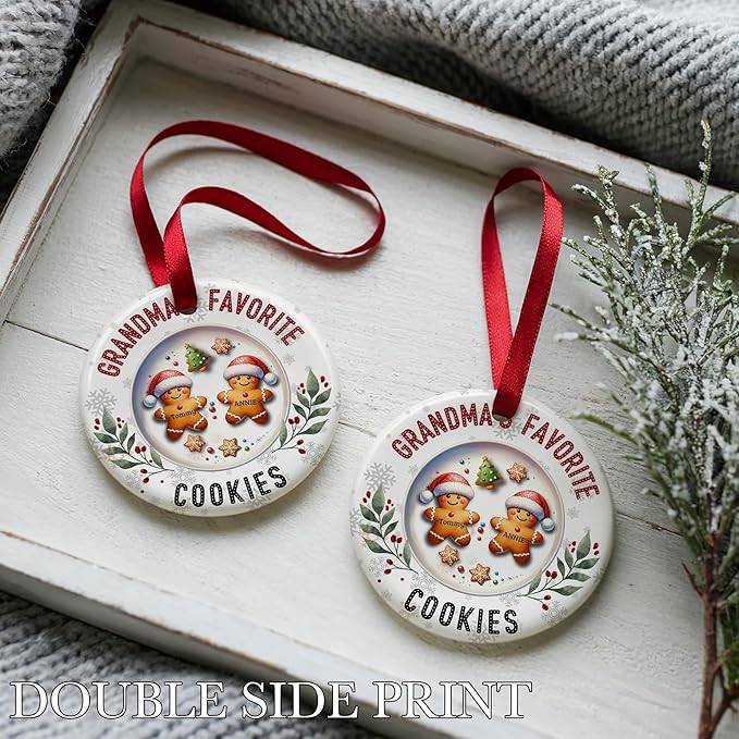Personalized Christmas Ornaments 2025 for Family of 2, Custom Gingerbread Man Christmas Ornament with Names, New for Parents & Kids, Xmas Tree Decor