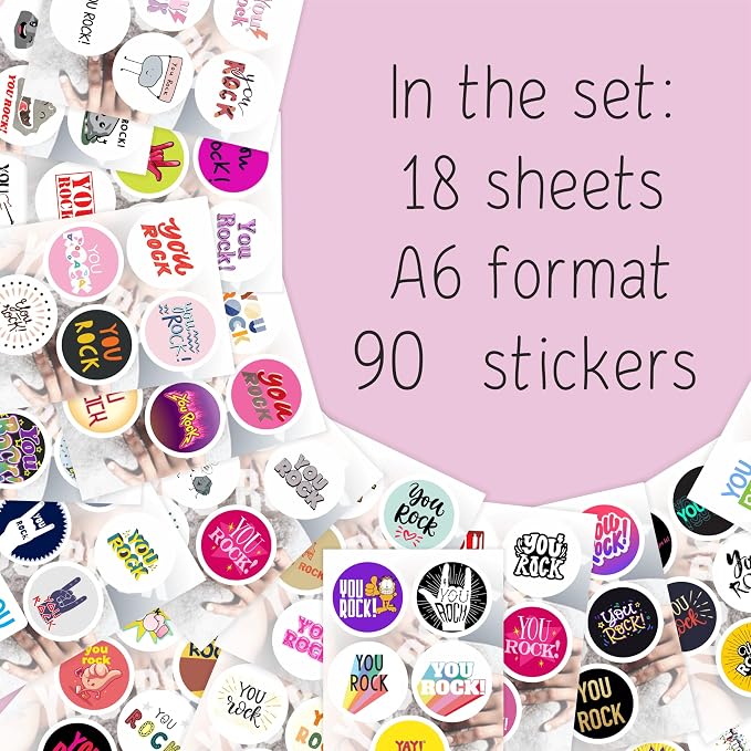 100Pcs You Rock Stickers - You Rock Party Supplies & Decorations, Great Job Waterproof Vinyl Decals, Motivational Stickers, Gifts for Women & Men
