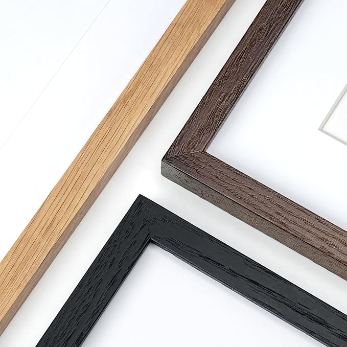 Fun Memories 20x20 Square Picture Frames, Rustic Solid Oak Wood Frame 20 x 20 for Wall, Wooden 20 by 20 Photo Frames with Tempered Real Glass, 20x20 Frame Matted to 16x16, Black Color, Set of 2