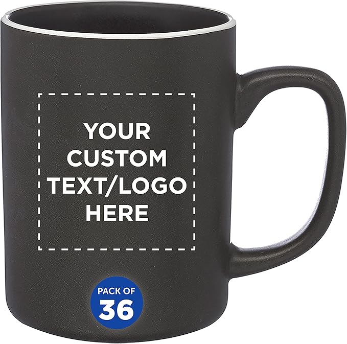 Custom El Grande Matte Ceramic Mugs 20 oz. Set of 36, Personalized Bulk Pack - Perfect for Tea, Espresso, Cappuccino, Hot Cocoa - Charcoal
