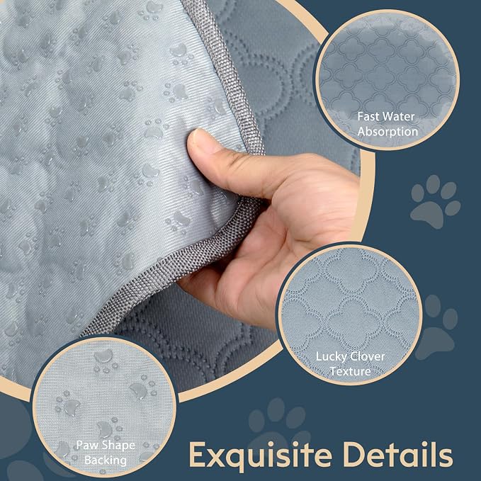 FunFurry Washable Guinea Pig Cage Liner - 4 Pack Reusable Washable Pee Pads，Waterproof Guinea Pig Bedding for Small Animal - Rabbit Bunny Hamster Puppy (Light Grey, 12" X 12" - 4 Pack)