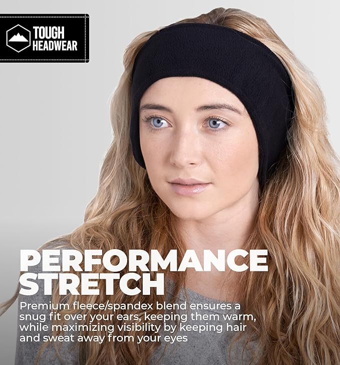Tough Headwear Winter Headbands for Women - Ear Warmers - Ear Muffs for Winter - Fleece Headband for Men & Women for Cold Weather