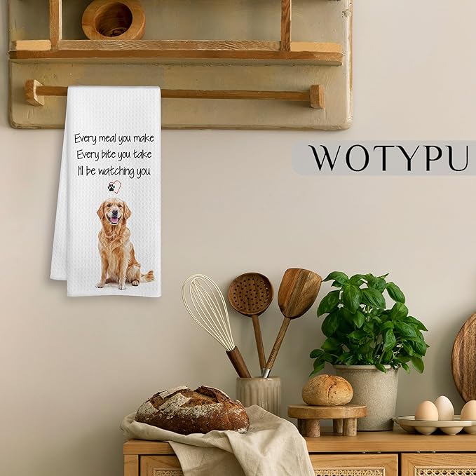 Funny Golden Retriever Gift Kitchen Towels, Gifts for Golden Retriever Lovers Dish Tea Towel, Every Meal You Make Every Bite You Take Decorative Hand Towels for Kitchen Decor, 16x24 Inch