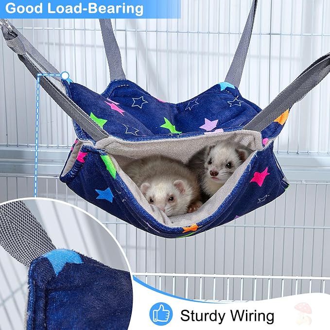 Glittme 4 Pack Cozy Ferret Hammock, Soft Washable Cage Bed for Small Animals