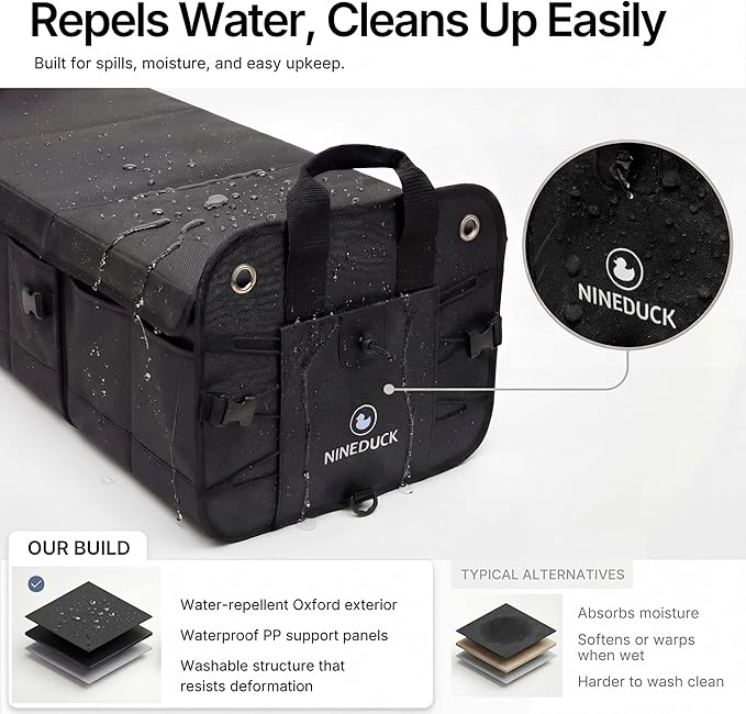1680D Trunk Organizer with Lid, Extra-Large 114L Collapsible Cargo Organizer for SUVs, Trucks & Large Cargo Areas, Rigid PP Panels, 800D x 800D Weave, Water-Repellent, Anti-Sag Design