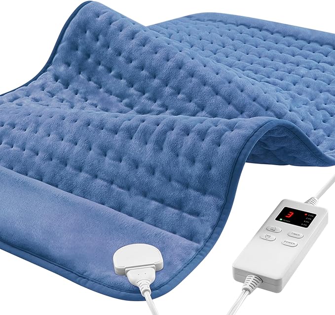 Heating Pads for Back Neck Shoulder Pain, Electric Heating Pad Auto Shut Off, Fast Heat, Large Heating Pad Christmas Gift for Women Men, Birthday Gifts for Mom Dad (Blue)