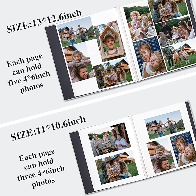 Vienrose Large Photo Album Self Adhesive for 4x6 8x10 10x12 Pictures Linen Scrapbook Album DIY 60 Blank Pages with A Metallic Pen Khaki