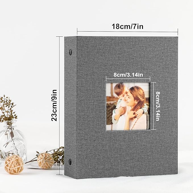 Ywlake Photo Album 4x6 200 Pockets 2 Packs, Linen Photo Albums Holds 200 Horizontal Pictures Only Grey
